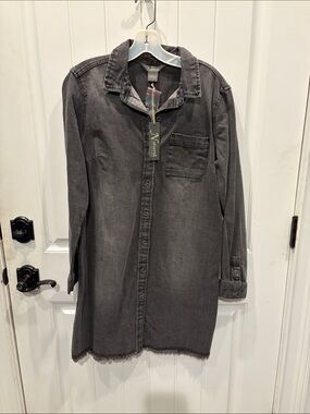 Natural Reflections Washed Charcoal Black Denim Shirt Jacket